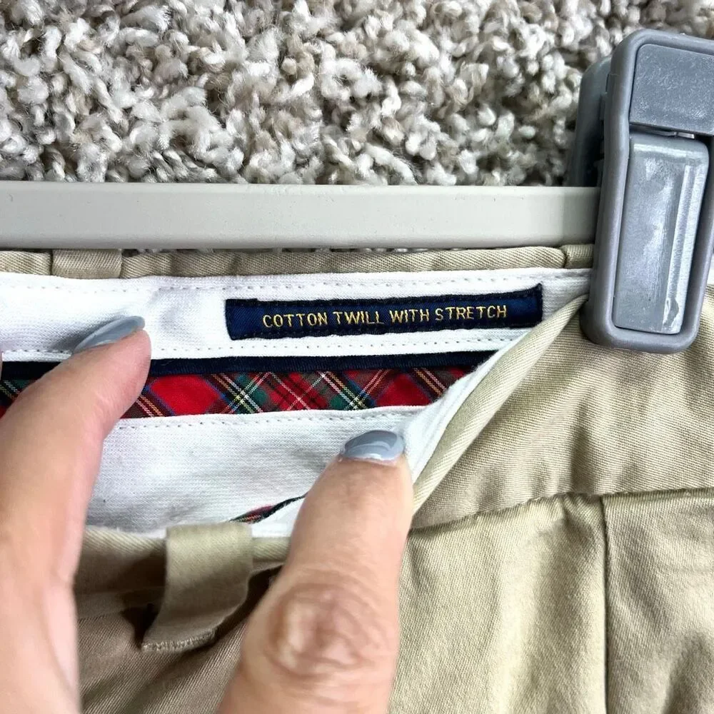 Polo Ralph Lauren Shorts Boys 38 Golf Cotton Twill Stretch Tan Khaki Pleated 9”‎